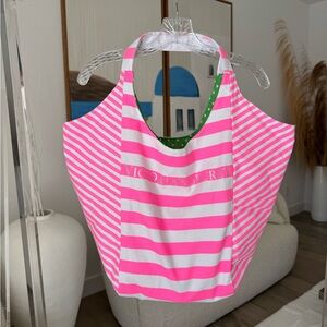 PINK Victoria Secret Pink and White Stripe Tote Bag